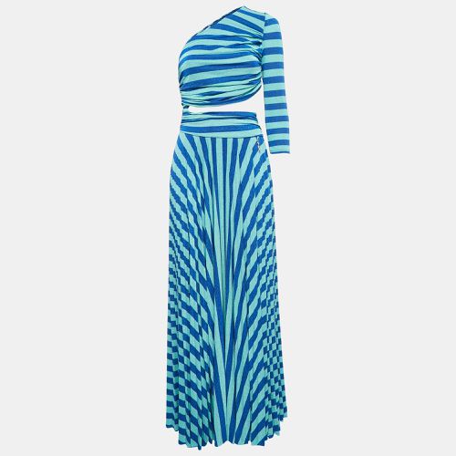 Elisabetta Franchi Blue Stripe Lurex Knit Cut-Out Maxi Dress XS - Elisabetta Franchi - Modalova