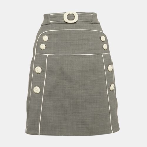 Elisabetta Franchi Grey Wool Blend Button Detail Mini Skirt S - Elisabetta Franchi - Modalova