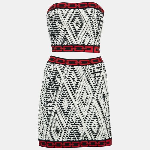 Elisabetta Franchi White/Black Tribal Pattern Crochet Skirt Set S/M - Elisabetta Franchi - Modalova