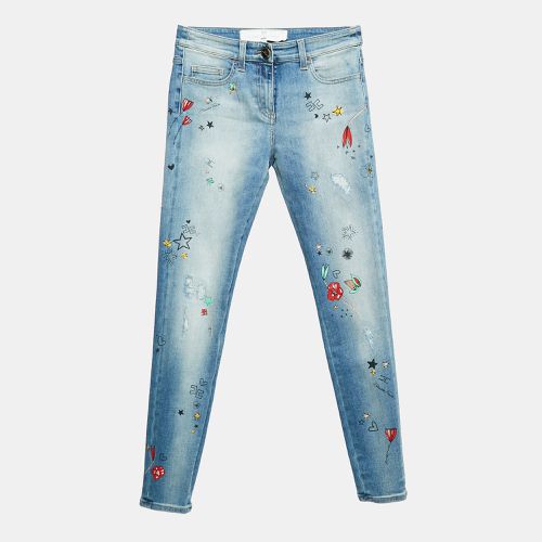 Elisabetta Franchi Doddle Art Print Denim Skin Fit Jeans S Waist 27" - Elisabetta Franchi - Modalova