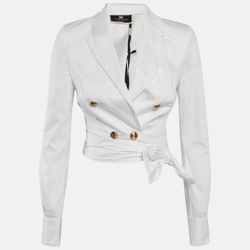 Elisabetta Franchi White Poplin Sash Belt Double Breasted Blouse S - Elisabetta Franchi - Modalova