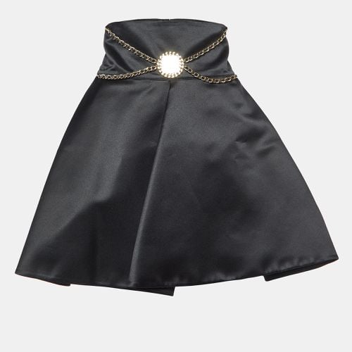 Satin Chain Detail Pleated Mini Skirt M - Elisabetta Franchi - Modalova