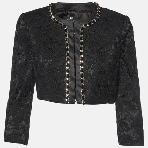 Elisabetta Franchi Black Lace Chain Detail Crop Jacket M - Elisabetta Franchi - Modalova