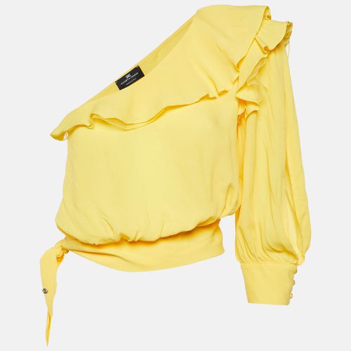 Elisabetta Franchi Yellow Crepe One-Shoulder Ruffled Blouse M - Elisabetta Franchi - Modalova