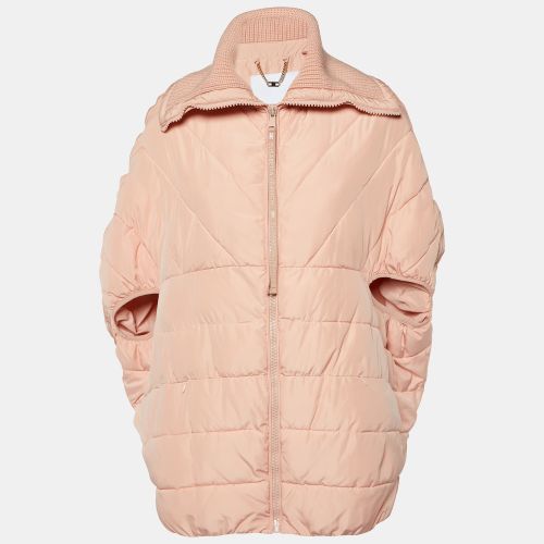 Elisabetta Franchi Peach/Orange Zip-Up Puffer Jacket S - Elisabetta Franchi - Modalova