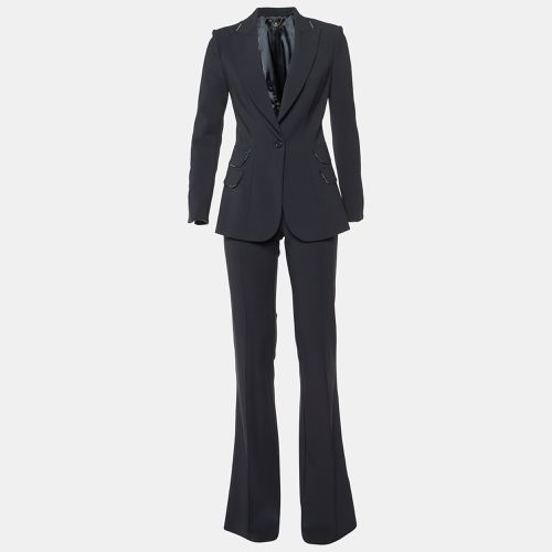 Elisabetta Franchi Black Crepe Logo Piping Detail Pants Suit M - Elisabetta Franchi - Modalova