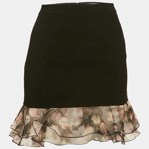 Elisabetta Franchi Black Organza Trim Crepe Ruffled Mini Skirt S - Elisabetta Franchi - Modalova