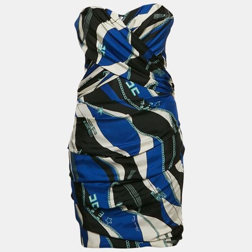 Elisabetta Franchi Blue Printed Silk and Crepe Strapless Mini Dress S - Elisabetta Franchi - Modalova