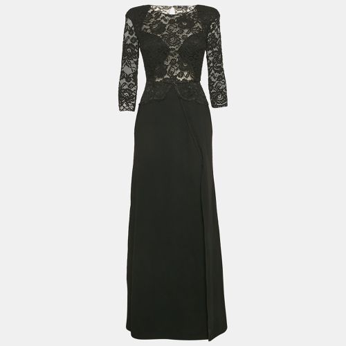 Elisabetta Franchi Black Lace and Crepe Full Sleeve Maxi Dress S - Elisabetta Franchi - Modalova