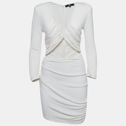 Elisabetta Franchi White Jersey Cut-Out Detail Ruched Mini Dress M - Elisabetta Franchi - Modalova