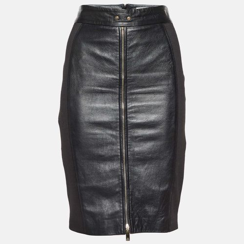 Gold Leather & Jersey Pencil Skirt M - Elisabetta Franchi - Modalova