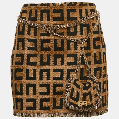 Monogram Jacquard Tweed Belt Detail Mini Skirt M - Elisabetta Franchi - Modalova