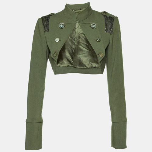 Elisabetta Franchi Celyn B. Olive Green Cady Bolero Jacket XL - Elisabetta Franchi - Modalova