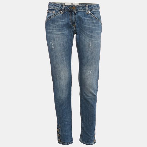 Elisabetta Franchi Blue Washed Denim Button Detail Jeans M Waist 29" - Elisabetta Franchi - Modalova