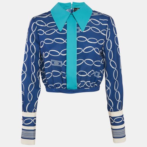 Elisabetta Franchi Blue Chain Print Crepe Blouse M - Elisabetta Franchi - Modalova