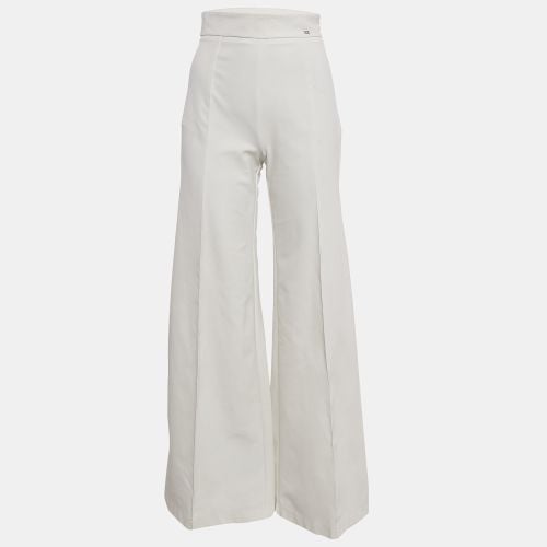 Elisabetta Franchi White Jersey Wide Leg Trousers M - Elisabetta Franchi - Modalova