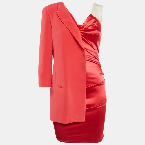 Elisabetta Franchi Red Crepe and Satin Asymmetric Mini Dress S - Elisabetta Franchi - Modalova