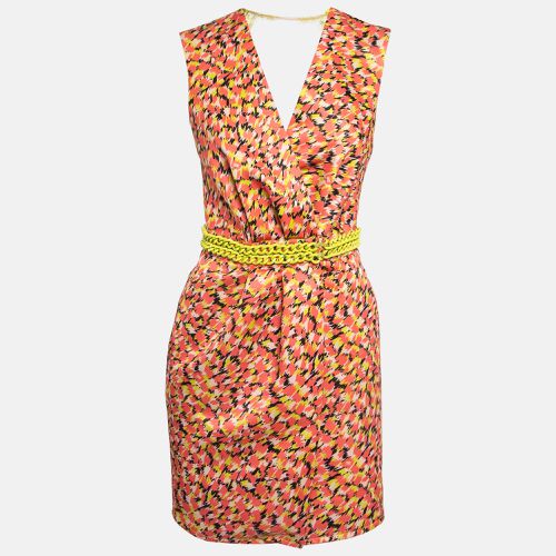 Elisabetta Franchi Multicolor Crepe Detailed Waist Wrap Mini Dress M - Elisabetta Franchi - Modalova