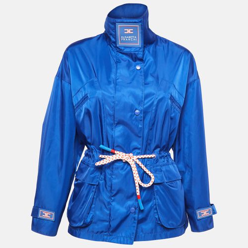 Elisabetta Franchi Blue Nylon Windbreaker Jacket S - Elisabetta Franchi - Modalova