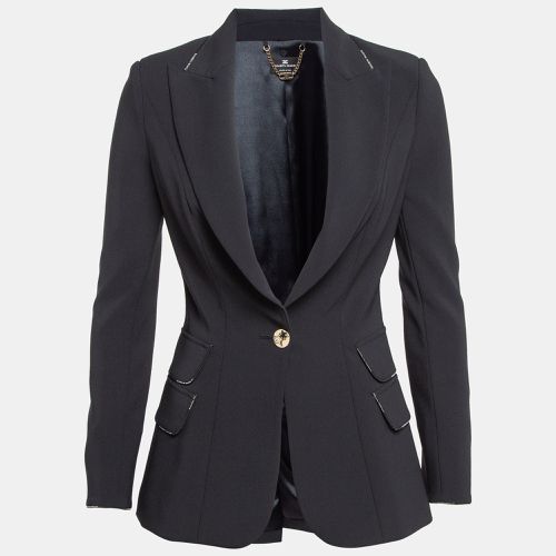 Elisabetta Franchi Navy Blue Crepe Single Breasted Blazer M - Elisabetta Franchi - Modalova