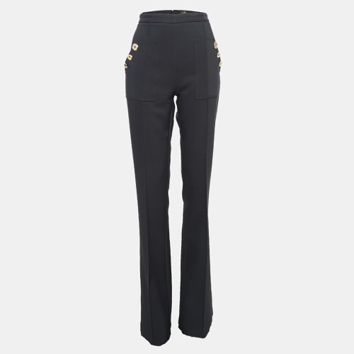 Elisabetta Franchi Black Stretch Crepe Flared Trousers L - Elisabetta Franchi - Modalova