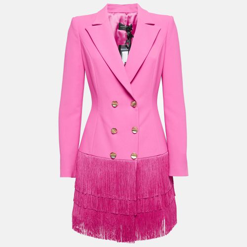 Elisabetta Franchi Pink Crepe Fringed Double Breasted Blazer L - Elisabetta Franchi - Modalova