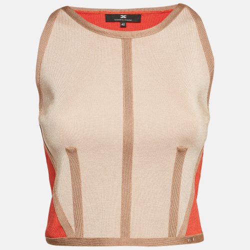 Elisabetta Franchi Orange Knit Sleeveless Top M - Elisabetta Franchi - Modalova