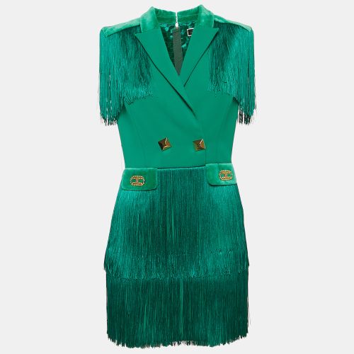 Elisabetta Franchi Green Crepe Fringed Mini Dress S - Elisabetta Franchi - Modalova