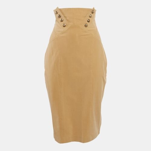 Elisabetta Franchi Light Brown Button Detail Strapless Mini Dress M - Elisabetta Franchi - Modalova