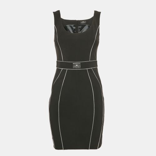 Elisabetta Franchi Black Nylon Contrast Trimmed Sleeveless Mini Dress S - Elisabetta Franchi - Modalova