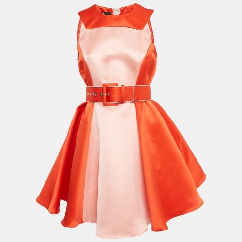 Elisabetta Franchi Orange/Pink Satin Flared Mini Dress M - Elisabetta Franchi - Modalova