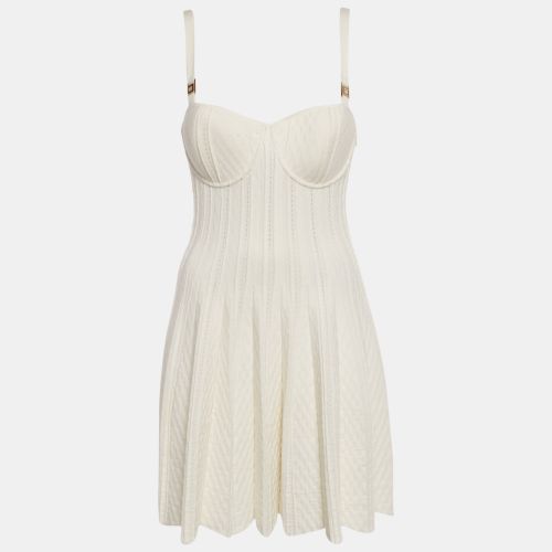 Elisabetta Franchi Off-White Patterned Knit Bustier Flared Mini Dress S - Elisabetta Franchi - Modalova