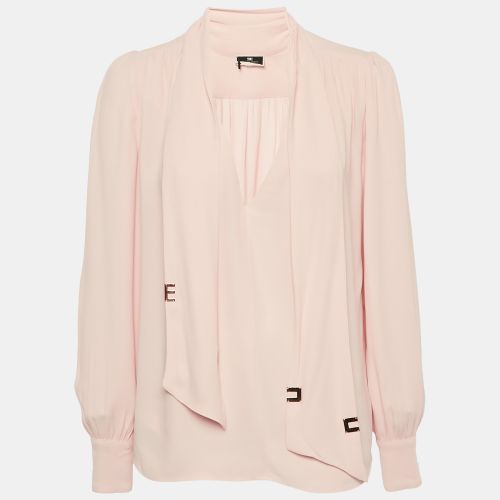 Elisabetta Franchi Light Pink Georgette Scarf Detail Blouse M - Elisabetta Franchi - Modalova