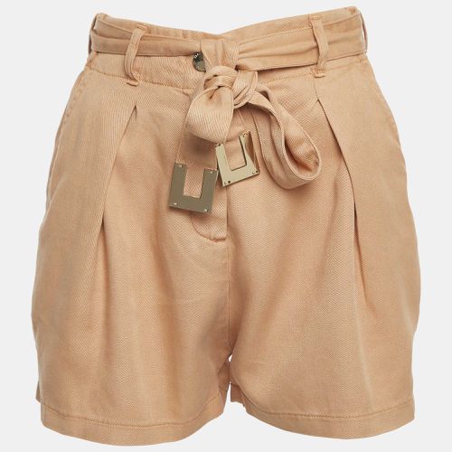 Elisabetta Franchi Beige Denim Belted Loose Fit Shorts S - Elisabetta Franchi - Modalova