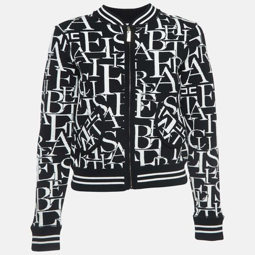 Elisabetta Franchi Black/White Patterned Knit Bomber Jacket S - Elisabetta Franchi - Modalova