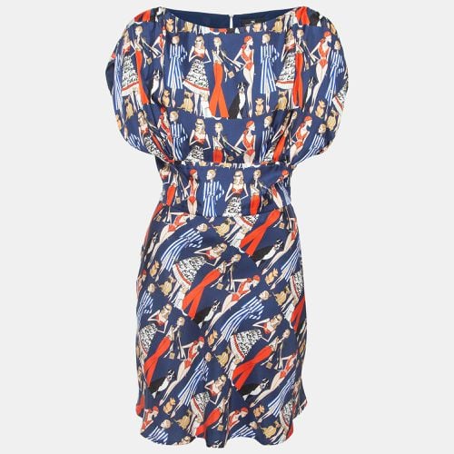 Elisabetta Franchi Navy Blue Printed Silk Mini Dress M - Elisabetta Franchi - Modalova