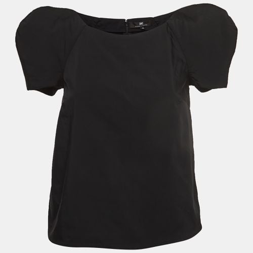 Elisabetta Franchi Black Stretch Nylon Short Sleeve Relaxed Blouse S - Elisabetta Franchi - Modalova