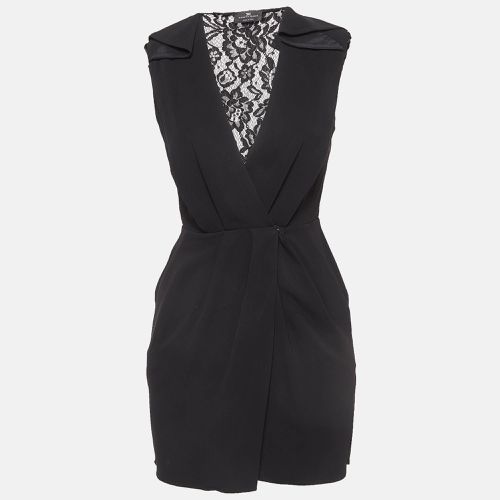 Elisabetta Franchi Black Lace Time Crepe Mini Wrap Dress S - Elisabetta Franchi - Modalova