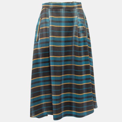 Elisabetta Franchi Blue Tartan Check Pleated Midi Skirt M - Elisabetta Franchi - Modalova