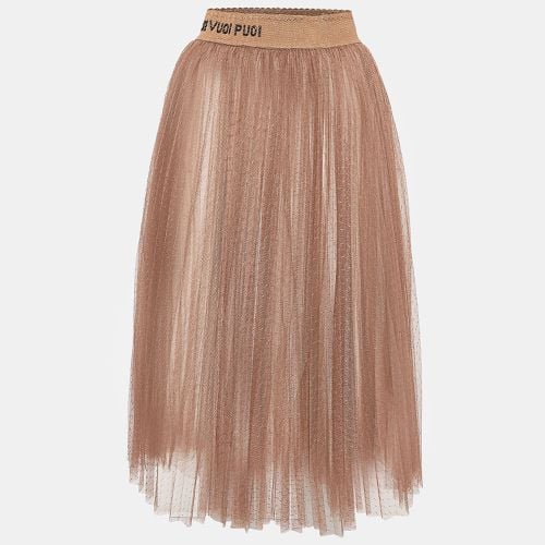 Elisabetta Franchi Brown Tulle Pleated Midi Skirt S - Elisabetta Franchi - Modalova