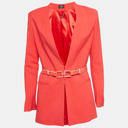 Elisabetta Franchi Red Stretch Crepe Belted Jacket M - Elisabetta Franchi - Modalova