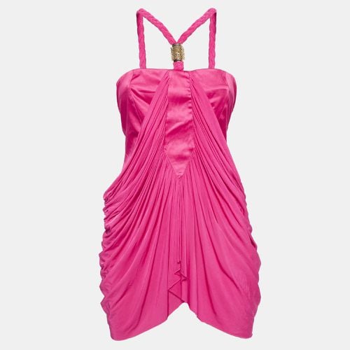 Elisabetta Franchi Fuchsia Pink Stretch Crepe Metal Detail Gathered Top M - Elisabetta Franchi - Modalova