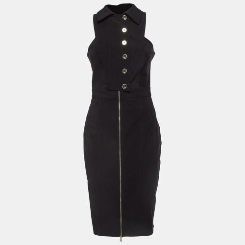 Elisabetta Franchi Black Stretch Crepe Zipper Midi Dress M - Elisabetta Franchi - Modalova