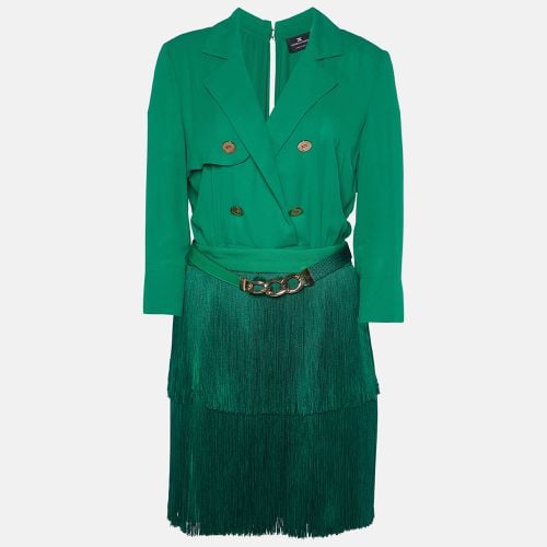 Elisabetta Franchi Green Crepe Fringed Mini Dress M - Elisabetta Franchi - Modalova