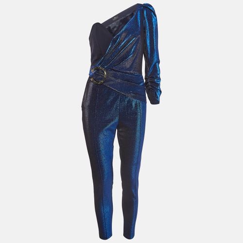 Elisabetta Franchi Blue Lurex Knit One Shoulder Jumpsuit M - Elisabetta Franchi - Modalova