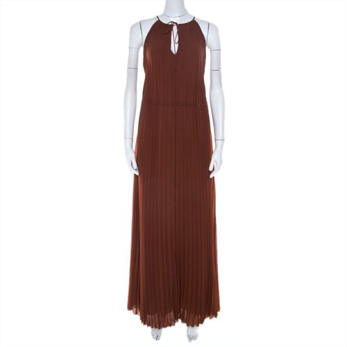 Elizabeth & James Cinnamon Brown Pleated Chiffon Cadence Maxi Dress S - Elizabeth & James - Modalova