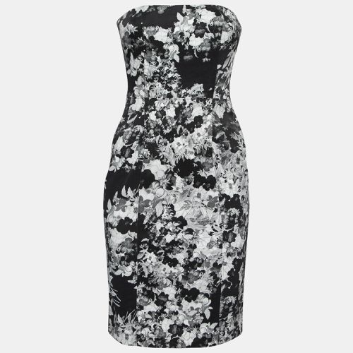 Erdem Black and White Floral Print Stretch Cotton Corset Bodice Dress S - Erdem - Modalova