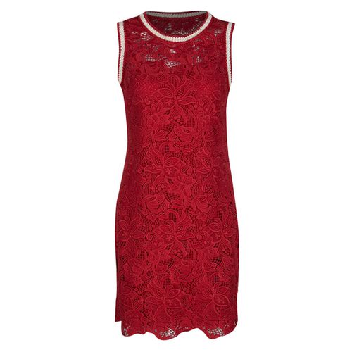 Ermanno Scervino Red Floral Lace Contrast Trim Sleeveless Dress S - Ermanno Scervino - Modalova