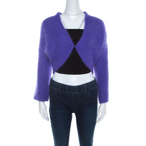 Escada Purple Angora Blend Button Front Fuzzy Bolero L - Escada - Modalova