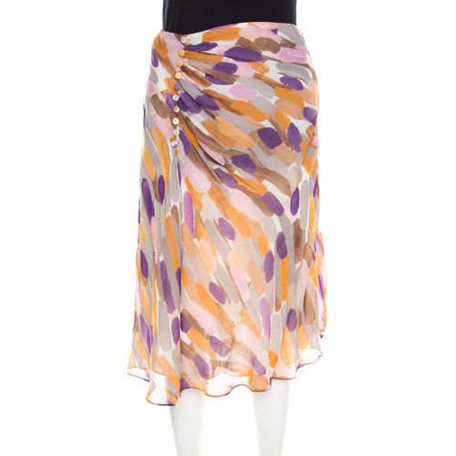 Escada Multicolor Brush Stroke Printed Silk Chiffon A Line Skirt M - Escada - Modalova